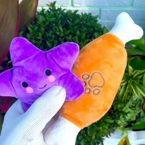 Purple Star & Chicken Bone Plush Pet Toy